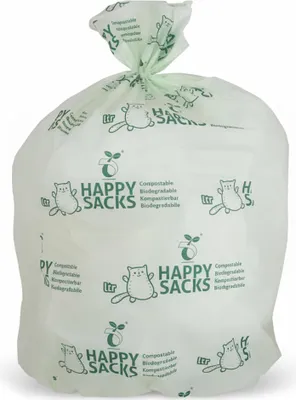 Imagen del producto de Happy Sacks: Bolsas para basura biodegradables, 30 litros, paquete de 10 unidades.