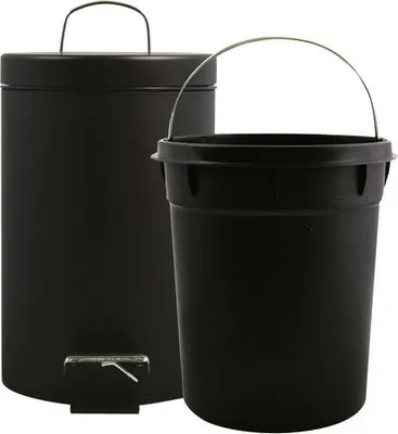 Image de MSV Seau à cosmétique "Noir mat"" Poubelle à pédale Poubelle - 3 litres - avec seau intérieur amovible Gris