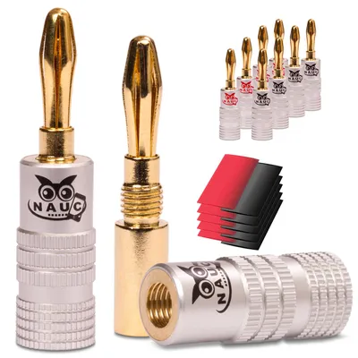 Produktbild von Bananenstecker 24K vergoldet Schrumpfschlauch 10x NAUC High End Steckverbinder