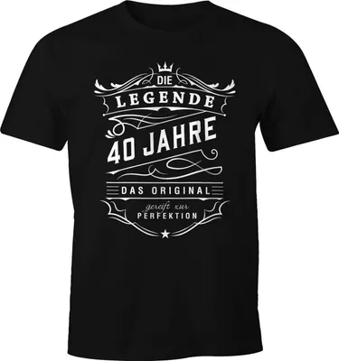 Produktbild von Herren Geschenk T-Shirt Geburtstag Die Legende 30-80 Jahre Moonworks® 40 schwarz L