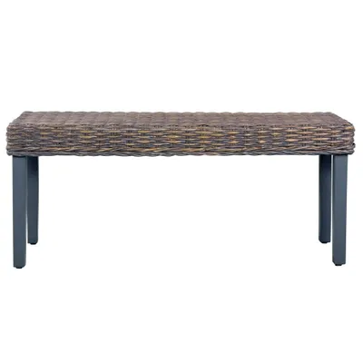 Immagine prodotto di Panca 110 cm Grigia in Rattan Naturale Kubu e Massello di Mogano