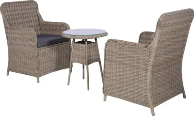 Obrázok produktu pre vidaXL 3-dielna súprava Bistro s vankúšmi Poly Rattan Brown