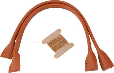 Produktbild von 2pcs echte Leder -Beutel -Gurte Griff für DIY -Handzubehör Fadenbraun
