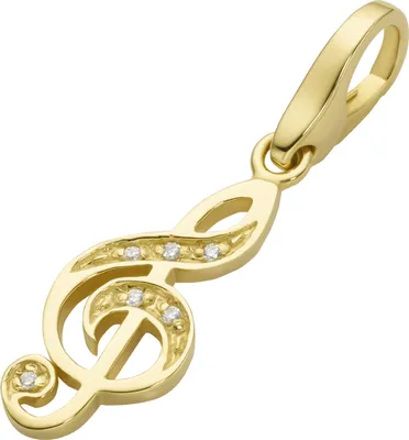 Produktbild von Charm Giorgio Martello Milano Notenschlüssel mit Zirkonia, Silber 925 Gold Onesize