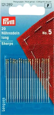 Obrázek produktu pro Šicí jehly dlouhé, č. 5, 0,80 x 40 mm, 20 ks
