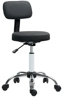 Produktbild von HOMCOM Rollhocker Höhenverstellbarer Drehhocker mit Lehne Schwarz