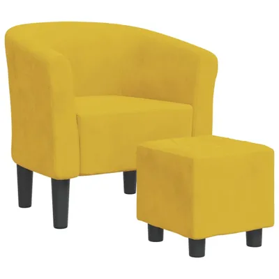Image de vidaXL Fauteuil club avec repose-pieds Jaune velours