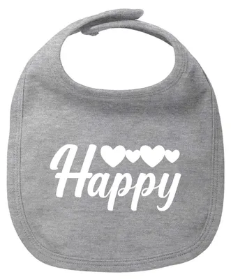 Produktbild von Huuraa Baby Lätzchen Happy Herzen Heather Grey Klettverschluss  Baumwolle Latz Geschenkidee