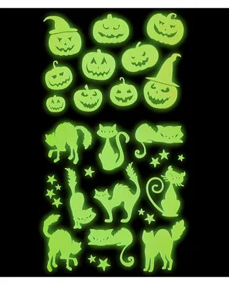 Produktbild von Glow in the Dark Halloween Sticker Kürbisse & Katzen