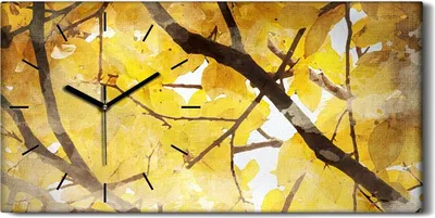 Produktbild von Wandbild Leinwand Bilder mit Uhr 60x30 Malerei Baum Zweige Blätter Kunst - schwarze Hände