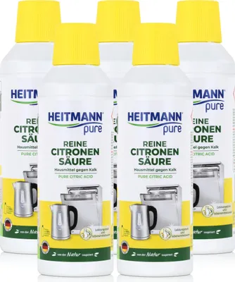 Produktbild von Heitmann pure Reine Citronen Säure 500ml - Löst Kalk in Küche (5er Pack)