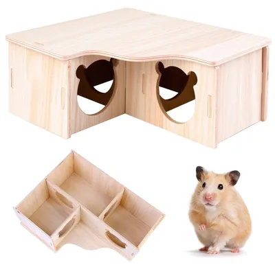 Productafbeelding van Houten Hoekhuis voor Hamsters en Kleine Huisdieren