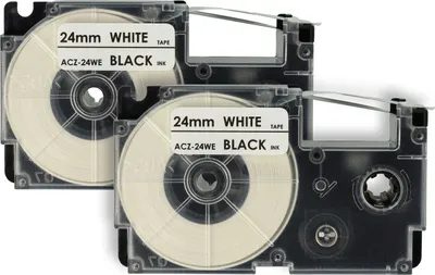 Produktbild von vhbw 2x Schriftband-Kassette Ersatz für Casio XR-24WE1, XR-24WE für Etiketten-Drucker 8m x 24mm Schwarz auf Weiß