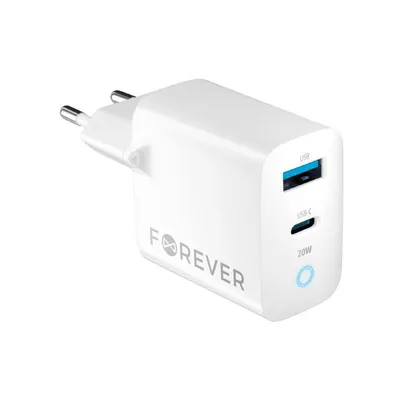 Obrázek produktu pro Rychlonabíječka do sítě Forever TC-06-20AC PD QC 1x USB-C 1x USB 20W bílá