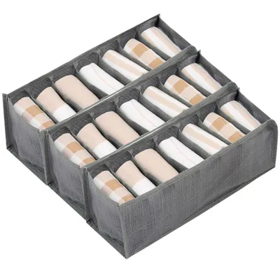 Produktbild von 3er-Pack Socken-Unterwäsche-Schubladen-Organizer-Trennwände, zusammenklappbare Schrank-Aufbewahrungsboxen