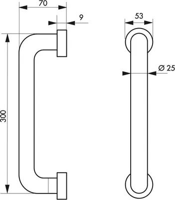 Image de Barre droite de maintien, inox 304, longueur 300mm, Ø25mm, finition inox brossé - THIRARD
