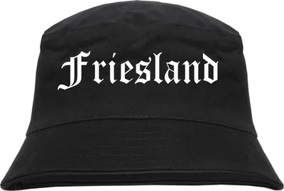 Produktbild von Friesland Fischerhut - Altdeutsch - bedruckt - Bucket Hat Anglerhut Hut Schwarz L/XL