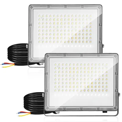 Produktbild von Ikodm LED Strahler Außen 100W, IP65 LED Flutlicht Aluminium für Außenbereich & Industrie, Kaltweiß 6000K, 2er Set