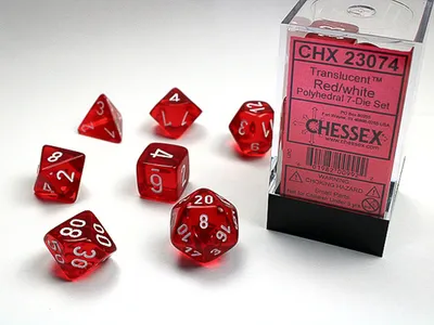 Produktbild von Chessex - Translucent - 7-Die Set - Red/White