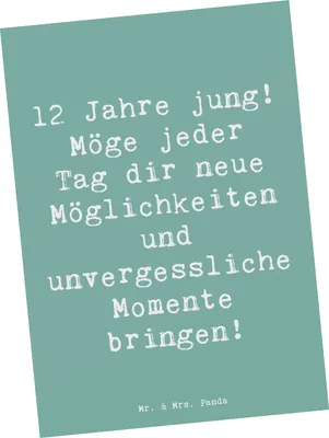 Produktbild von Mr. & Mrs. Panda Postkarte Spruch 12. Geburtstag - Meeresbrise - Geschenk, Geburtstagsgeschenk, Kindergeburtstag, Grußkarte, Ansichtskarte, Happy Birthday, Teenager