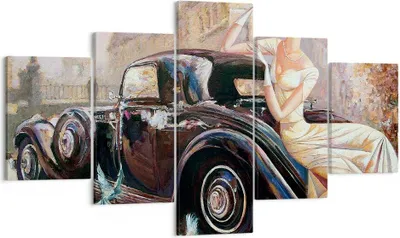 Produktbild von Bild auf Leinwand - Leinwandbild - frau retro stil - 125x70cm - Wand Bild - Wanddeko - Wandbilder - Leinwanddruck - Bilder - Kunstdruck - Wanddekoration - Leinwand bilder - Wandkunst - EA125x70-3467