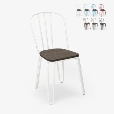 Image de Chaise de bar et de cuisine en acier de style industriel Ferrum - Blanc