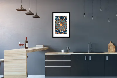Produktbild von MuchoWow® MuchoWow® Gerahmtes Poster Sonnenblume - Blätter - Muster - Abstrakt 40x60 cm - Poster mit zchwarzem Bilderrahmen - Poster in Rahmen