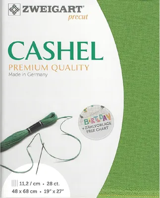 Obrázok produktu pre Evenweave Látka CASHEL Zweigart Precut 28 ct. 3281 farba 6130 trávovo zelená, vyšívacia látka 100% ľan 48x68 cm