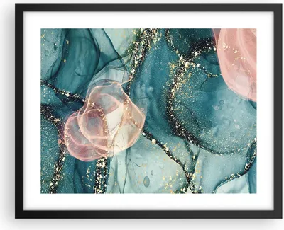 Produktbild von Gerahmtes Poster - Schwarzer Rahmen - Flüssigkeit Gold Rosa - 50x40 cm - Wand Bild - Wanddeko - Wandbilder - Kunstposter - Wandposter - Bilderrahmen - Bilder - Kunstdruck - P2BAA50x40-4817