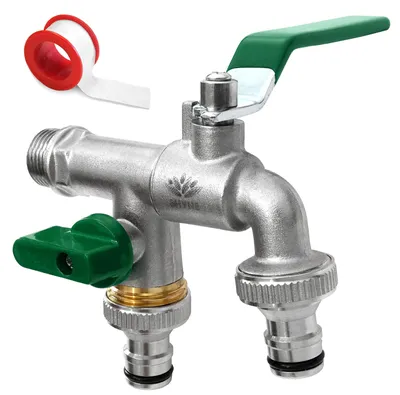 Doppel-Wasserhahn Messing 1/2 Zoll, rost- und frostbeständig