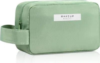 Image de Grande trousse de toilette étanche verte, organisateur de maquillage de voyage pour les femmes et les filles