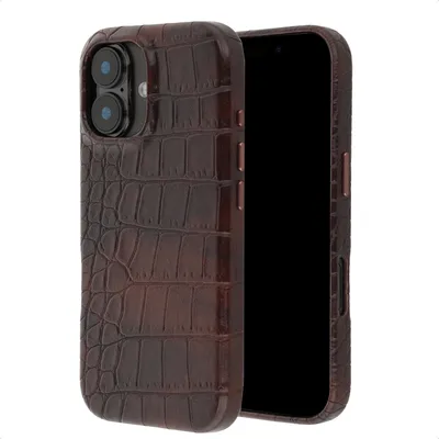 Productafbeelding van Selencia Croco Backcover met MagSafe voor de Apple iPhone 16 - Choco Brown