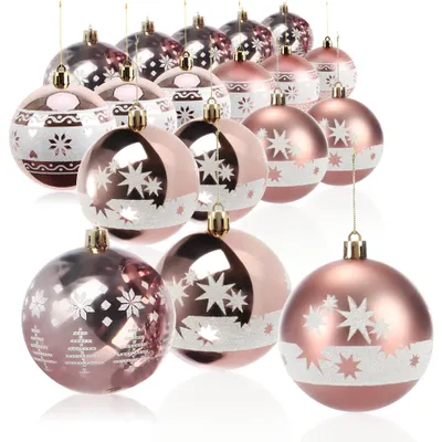 Produktbild von com-four® 18x Weihnachtskugeln, Christbaumkugeln bruchsicher aus Kunststoff für Weihnachten, Baumschmuck für den Christbaum mit Anhänger