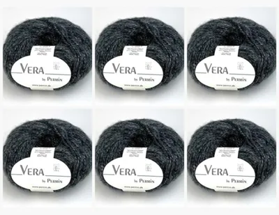 Productafbeelding van 6x Vera by Permin – Chainette Garen Hele Jaar Baby Alpaca en Katoen (125m/50g) (09 steenkoolgrijs)