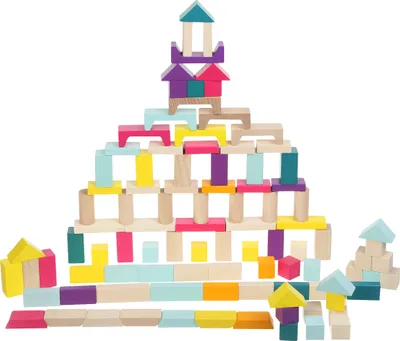 Image de Blocs de construction en bois Kidiwood, mélange coloré, 100 pièces.