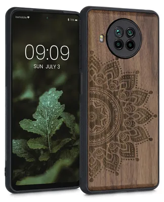 Image de Coque de téléphone portable kwmobile pour Xiaomi Mi 10T Lite - Coque en bois avec bordure en TPU - Coque rigide résistante aux chocs - Coque de protection marron foncé