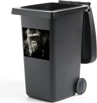 Produktbild von MuchoWow® Mülltonnenaufkleber Tierprofil Gorilla in schwarz und weiß 40x40 cm - Abfall-Aufkleber - Container - für Abfallcontainer