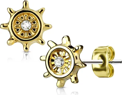 Produktbild von 1 Paar Damen Ohrstecker Ohrringe Edelstahl Steuerrad Zirkonia Kristall Autiga®