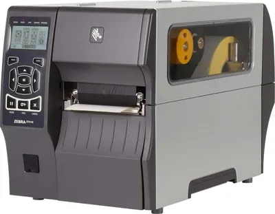 Productafbeelding van Zebra ZT410 thermische labelprinter met automatische wikkel, USB, LAN, RS232 en NFC-connectiviteit, geschikt voor gebruik met een computer