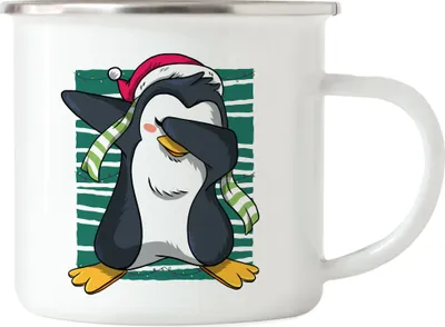 Produktbild von Pinguin Emaille Tasse Weihnachtstage Winter Schnee Merry Christmas Dekoration Frohe Weihnachten Festtage Advent