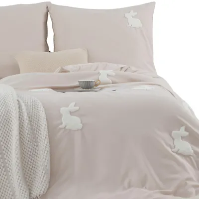 Produktbild von Bettwäsche-Set 160x200 Cuty Häschen aus Mikrofaser in Beige