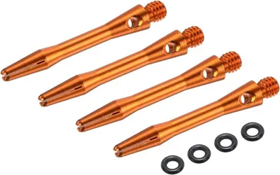 Produktbild von Dartschäfte, 4 Stück, 45 mm, aus Aluminium, gelb, mit 2BA-Gewinde – Dartschäfte – Dartzubehör