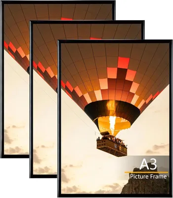 Produktbild von Bilderrahmen A3 3er Set, schwarz, für Poster, für Wandmontage