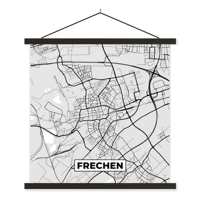 Produktbild von MuchoWow® Textilposter Karte - Deutschland - Frechen - Karte der Stadt 120x120 cm mit schwarzem Rahmen - Aufhängungsset