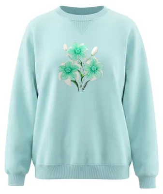 Produktbild von Damen Sweatshirt blau Größe S mit regulärer Passform und klassischem Rundhalsausschnitt