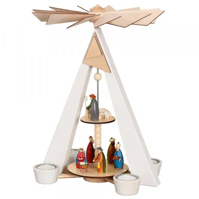 Produktbild von Tischpyramide Christi Geburt bunt 2-stöckig BxHxT 27x38x22cm NEU