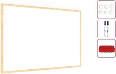 Immagine prodotto di Lavagna magnetica cancellabile a secco bianca con cornice in legno 90x60 cm