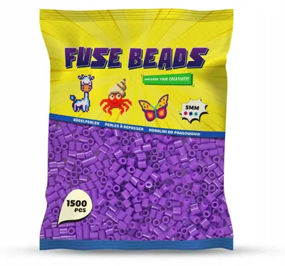 Zdjęcie produktu dla Koraliki do prasowania fioletowe 1500 szt. Midi 5 mm – prasowanki Benny Beads, koraliki termiczne do pixel art i rękodzieła