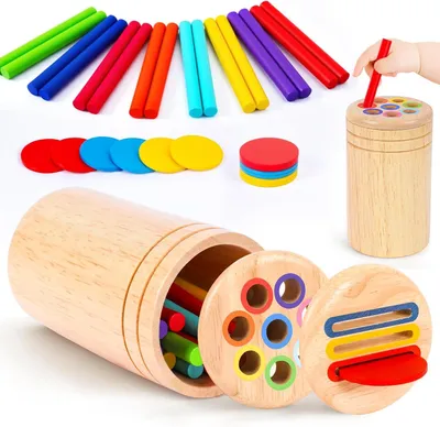 Produktbild von Montessori Spielzeug ab 1 2 Jahr, Spielzeug ab 1 2 Jahre Farbe Sortierspiel | Holzspielzeug ab 1 Jahr, Baby Spielzeug 1 Jahr, Geschenk Mädchen Jungen 1 2 Jahre, Sensorik Spielzeug, Motorikspielzeug