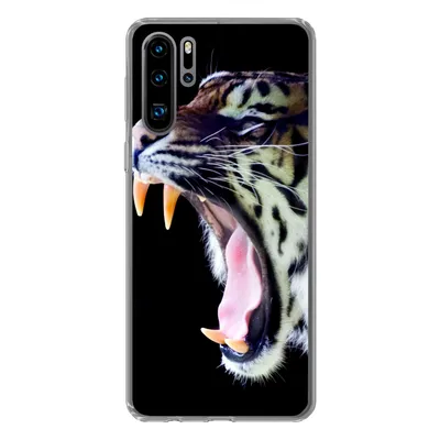 Produktbild von MuchoWow® Handyhülle Schutzhülle Hülle für Huawei P30 Pro Brüllender Tiger auf schwarzem Hintergrund Silikon Softcase Handy Hülle